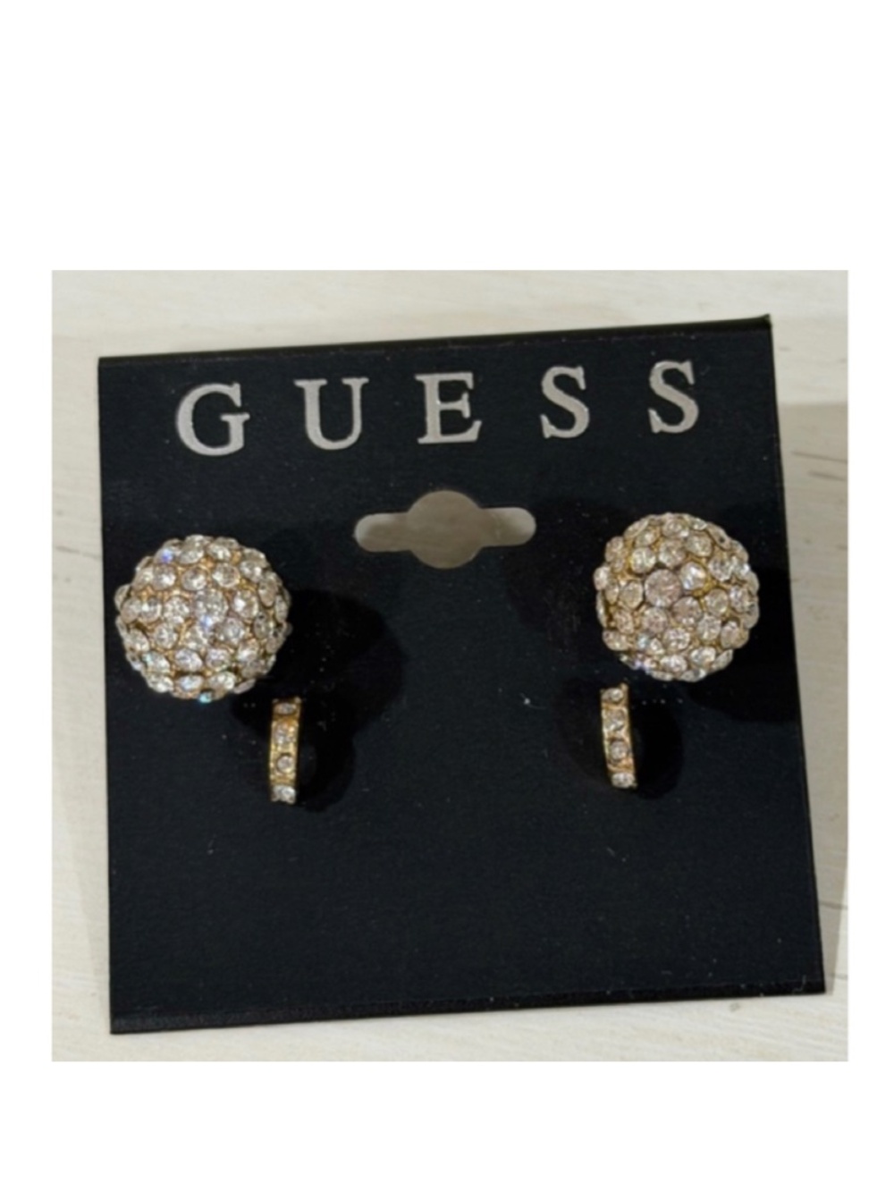 Guess Earrings Rhinstone Stud & Mini Hoop Bling
